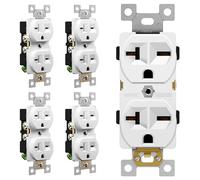 ENERLITES Duplex Receptacle, 20 Amp Electrical Wall Outlet, Industrial Grade, 2-Pole, 3-Wire, 20A 250V, UL Listed, 62081-W-5PCS, White, 5 Pack