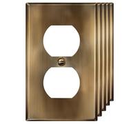 ENERLITES Duplex Receptacle Outlet Metal Wall Plate, Stainless Steel Outlet Cover, Corrosion Resistant, Standard Size 1-Gang 4.50" x 2.76", UL Listed, 7721-AB-5PCS, Antique Brass, 5 Pack