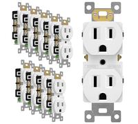 ENERLITES Duplex Receptacle Outlet, Residential Grade Electrical Wall Outlet, 15A 125V, Self-Grounding, 2-Pole, 3-Wire, UL Listed, 61581-W-10PCS, White (10 Pack)
