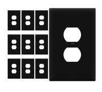 ENERLITES Duplex Receptacle Outlet Wall Plate, Jumbo Electrical Outlet Covers, Oversized 1-Gang 5.51" x 3.50", Polycarbonate Thermoplastic, 8821O-BK-10PCS, Glossy Finish, Black, 10 Pack