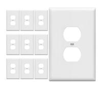 ENERLITES Duplex Receptacle Outlet Wall Plate, Over-Size 1-Gang 5.5" x 3.5", Polycarbonate Thermoplastic, 8821O-W-10PCS, White (10 Pack), 10