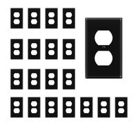 ENERLITES Duplex Receptacle Outlet Wall Plate, Size 1-Gang 4.50" x 2.76", Unbreakable Polycarbonate Thermoplastic, UL Listed, 8821-BK-20PCS, Black (20 Pack)