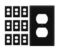 ENERLITES Duplex Receptacle Outlet Wall Plate, Size 1-Gang 4.50" x 2.76", Unbreakable Polycarbonate Thermoplastic, UL Listed, 8821-BK-10PCS, Black (10 Pack)