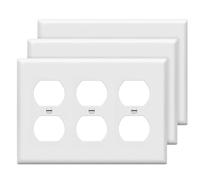 ENERLITES Duplex Receptacle Outlet Wall Plate, Size 3-Gang 4.50" x 6.38", Unbreakable Polycarbonate Thermoplastic, UL Listed, 8823-W-3PCS, White, 3 Pack