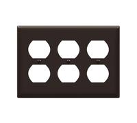 ENERLITES Duplex Receptacle Outlet Wall Plate, Size 3-Gang 4.50" x 6.38", Unbreakable Polycarbonate Thermoplastic, UL Listed, 8823-BR, Brown