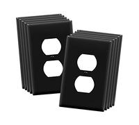 ENERLITES Duplex Receptacle Wall Plate, Electrical Outlet Covers, Mid-Size 1-Gang 4.88" x 3.11", Unbreakable Polycarbonate Thermoplastic, UL Listed, 8821M-BK-10PCS, Black, 10 Pack, 10 Count