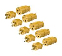 ENERLITES Electrical Replacement Plug & Connector Set, Extension Cord Ends Male and Female, 15 Amp 125 Volt, Straight Blade Plug Grounding Type, NEMA 5-15P & 5-15R, UL Listed, 66202-Y, Yellow, 5 Pack