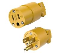 ENERLITES Electrical Replacement Plug & Connector Set, Extension Cord Ends Male and Female, 15 Amp 125 Volt, Straight Blade Plug Grounding Type, NEMA 5-15P & 5-15R, UL Listed, 66202-Y, Yellow