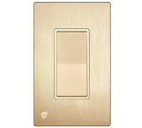 ENERLITES Elite Series Decorator Light Switch with Brushed Screwless Wall Plate, Single Pole, 3 Wire, Grounding Screw, Residential Grade, 15A 120V, UL Listed, 91150-GDWBP, Gold with Wall Plate