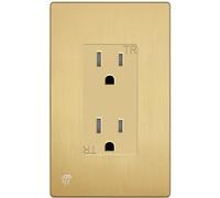 ENERLITES Elite Series Decorator Receptacle Outlet Child Safe Tamper-Resistant, Self-Grounding, Residential Grade, 15A 125V, UL Listed, Wall Plate Included, 61501-TR-GDWBP, Brushed Gold