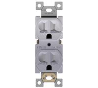 ENERLITES Elite Series Duplex Receptacle, Residential Grade Wall Outlet, Duplex Electrical Outlet, Self-Grounding, 3-Wire, 2-Pole, 15A 125V, UL Listed, 61580-SV, Silver