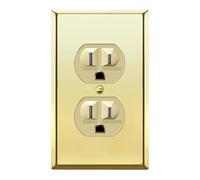 ENERLITES Elite Series Duplex Receptacle with Stainless Steel Metal Wall Plate, Tamper-Resistant Outlet, Commercial Grade, 15A 125V, UL Listed, 61580-TR-GD77PB, Gold with Polished Brass Wall Plate