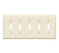 ENERLITES Five Gang Light Switch Wall Plate, Toggle Switch Plate, Gloss Finish, 5-Gang Mid-Size 4.88" x 10.39", Unbreakable Polycarbonate Thermoplastic, 8815M-LA, Light Almond