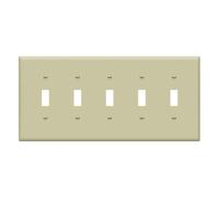 ENERLITES Five Gang Light Switch Wall Plate, Toggle Switch Plate, Glossy, 5-Gang Mid-Size 4.88" x 10.39", Unbreakable Polycarbonate Thermoplastic, 8815M-I, Ivory