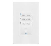 Enerlites HET06 4-hour In-Wall Countdown Timer Switch for Lights and Motor 5-10-30-60 mins, 2-4 hours, Decorative Wall Plate Included, White