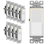 ENERLITES Illuminated Decorator Paddle Light Switch, Single Pole, Push-in and Side Wiring, Copper Wire Only, Grounding Screw, Residential Grade, 15A 120-277V, UL-Listed, 91160-W-10PCS, White 10 Pack