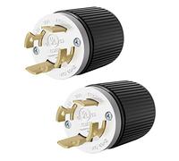 ENERLITES Industrial Grade 30A 125/250V Locking Plug, NEMA L14-30P, 3P, 4W, 66470-BK, Black, 2 Pack