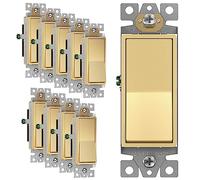 Enerlites Light Switch On/Off Paddle Wall Switch 91150-GD | 15 Amp, 120V/277V, AC, Single Pole, 3 Wire, Grounding Screw, Residential Graded Light Switch, UL Listed, Gold