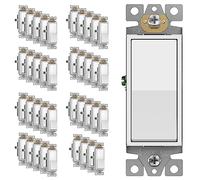 Enerlites Light Switch On/Off Paddle Wall Switch 91150-W | 15 Amp, 120V/277V, AC, Single Pole, 3 Wire, Grounding Screw, Residential and Commercial Graded Light Switch, UL Listed | White - 40 Pack