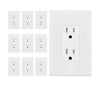 ENERLITES Matte White Decorator Receptacle with Screwless Wall Plate, Standard Electrical Wall Outlet, 15A 125V, Self-Grounding, 2-Pole, 3-Wire, UL Listed, 61502-TR-MWSID, 10 Pack, Tamper Resistant