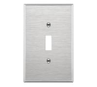 ENERLITES Rocker Light Switch Metal Halfway Wall Plate, Corrosion Resistant, Medium 1 Gang 4.95" x 3.1", UL Listed, 7711M, 430 Stainless Steel, Silver