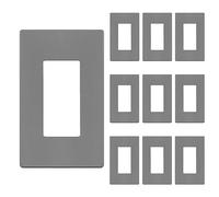 ENERLITES Screwless Decorator Wall Plate Child Safe Outlet Cover, Size 1-Gang 4.68" H x 2.93" L, Unbreakable Polycarbonate Thermoplastic, SI8831-GY-10PCS, Glossy, Gray (10 Pack)