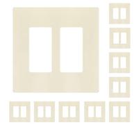 ENERLITES Screwless Decorator Wall Plates Child Safe Outlet Covers, Gloss Finish, Medium Size 2-Gang, Unbreakable Polycarbonate Thermoplastic, SI8832M-LA-10PCS, Light Almond