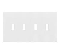 ENERLITES Screwless Quadruple Toggle Switch Wall Plate, Child Safe Light Switch Cover, Standard Size 4-Gang 4.68" x 8.38", Unbreakable Polycarbonate Thermoplastic, UL Listed, SI8814-W, Glossy, White