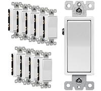 ENERLITES Single Pole Decorator Paddle Light Switch, Commercial Grade, 20A 120V-277V, Grounding Screw, Back Insert and Side Terminals, 91200-W-10PCS, White (10 Pack)