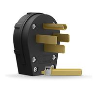 ENERLITES Straight Blade Angle Plug, AC Dryer Replacement Male Angle Plug, NEMA 14-30/50P, 50 Amp, 125V/250V, 66351-BK, Black