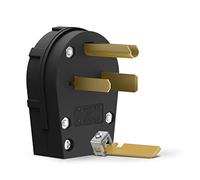 ENERLITES Straight Blade Angle Plug, AC Dryer Replacement Male Angle Plug, NEMA 6-30/50P, 50 Amp, 250V, 65351-BK, Black