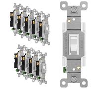 ENERLITES Toggle Light Switch, 3-Way or Single Pole, 15A 120-277V, Grounding Screw, Residential Grade, UL Listed, 83150-W-10PCS, White (10 Pack), 10 Count