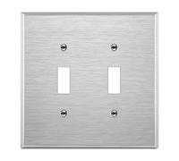 ENERLITES Toggle Light Switch Metal Midway Wall Plate, Corrosion Resistant, Mid-Size 2-Gang 4.88" x 4.92", UL Listed, 7712M, 430 Stainless Steel, Silver
