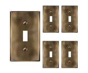 ENERLITES Toggle Light Switch Metal Wall Plate, Stainless Steel Switch Cover, Corrosion Resistant, Standard Size 1-Gang 4.50" x 2.76", 7711-AB-5PCS, Antique Brass, 5 Pack