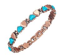 EnerMagiX Copper Magnetic Bracelets for Women,Copper Bracelet with Heart Shape Stone,Adjustable Length (4757)