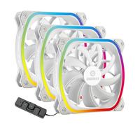 ENERMAX SquA RGB PWM 120mm ARGB PC Fan with RGB Control Box 3 Pack - Air Intake - Vortex Frame - High Airflow - 300-1500RPM - White - UCSQARGB12P-W-BP3