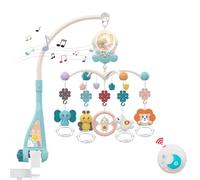 Eners Baby Crib Mobile with Music and Lights, Mobile for Crib with Remote Control, Rotation, Moon and Star Projection, Baby Crib Toys for Boys Girls (Green)