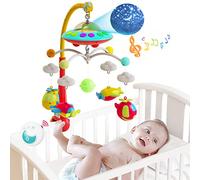 Eners Baby Crib Mobile with Music and Lights, Mobile for Crib with Remote Control, Rotation, Moon and Star Projection, Baby Crib Toys for Boys Girls (Yellow)