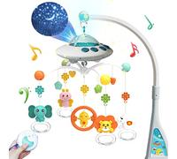 Eners Baby Crib Mobile with Music and Lights, Mobile for Crib with Remote Control, Rotation, Moon and Star Projection, Baby Crib Toys for Boys Girls (Biue)