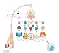 Eners Baby Crib Mobile with Music and Lights, Mobile for Crib with Remote Control, Rotation, Moon and Star Projection, Baby Crib Toys for Boys Girls (Light Pink)