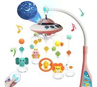 eners Baby Crib Mobile with Music and Lights, Mobile for Crib with Remote Control, Rotation, Moon and Star Projection, Baby Crib Toys for Boys Girls (Pink)