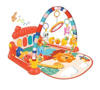 Eners Baby Gyms Play Mats Musical Activity Mat Kick & Play Piano Baby Play Gym Tummy Time Padded Mat for Baby Newborn Toddler Infants (Mushroom Red)
