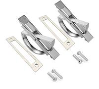 Enertai 2 Pack 180° Rotating Concealed Concealed Zinc Alloy Tatami Handle Hardware Cabinet Cupboard Knob Furniture Recessed Concealed Sliding Door Handle,Silver