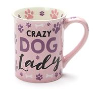 Enesco 6001227 Our Name is Mud Crazy Dog Lady Stoneware Mug, Pink