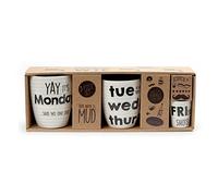 Enesco 6001238 Our Name is Mud Days of The Week Triple Stoneware Mug Set, Multicolor