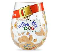 Enesco Designs by Lolita Love My Dog Hand-Painted Artisan Stemless Wine Glass, 1 Count (Pack of 1)