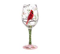 Enesco 6009225 Designs by Lolita Cardinal Bird with Cherry Blossoms Beauty Artisan Hand-Painted Wine Glass, Multicolor