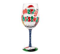 Enesco 6013107 Designs by Lolita Holiday Go Big This Christmas Santa Hand-Painted Artisan Wine Glass, Multicolor