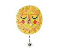 Enesco Allen Designs Blooming Bright Smiling Sun Sculpted Pendulum Wall Clock, 10.24 Inch, Multicolor