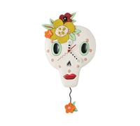 Enesco Allen Designs Bonita Bones Sugar Skull Sculpted Pendulum Wall Clock, 11.22 Inch, Multicolor